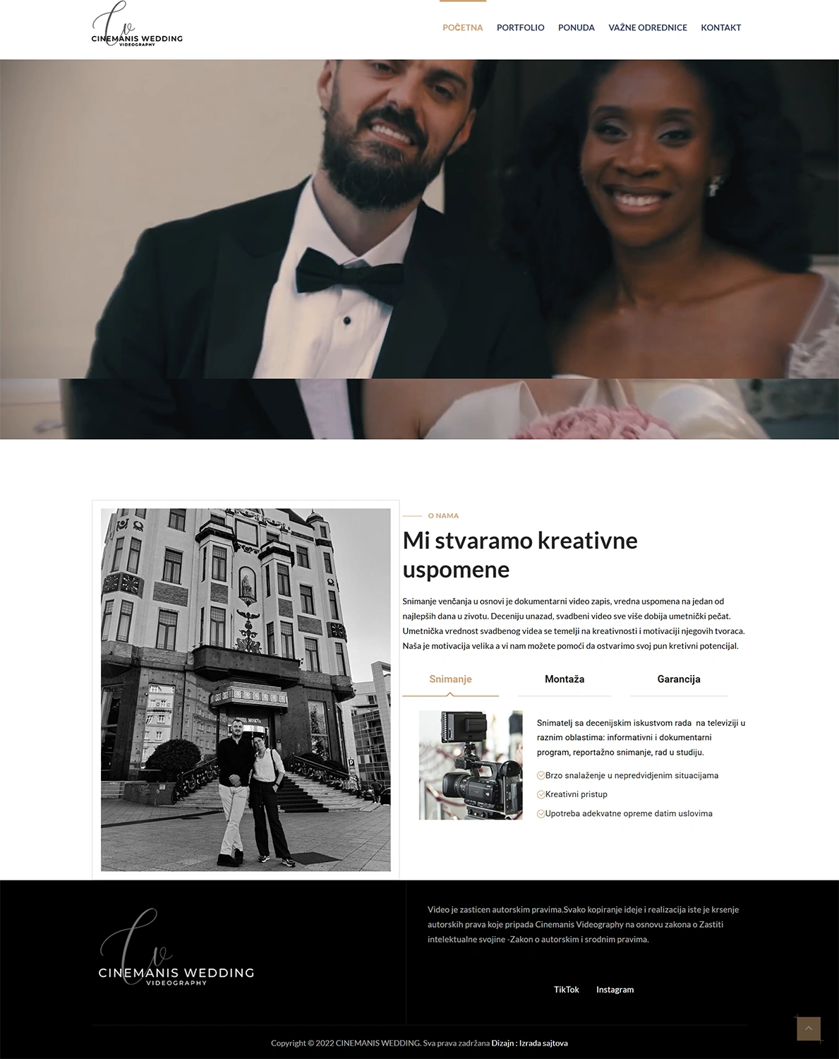 web dizajn sajta za wedding videography