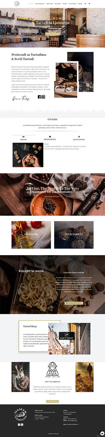 izrada eCommerce sajta za luksuznu hranu