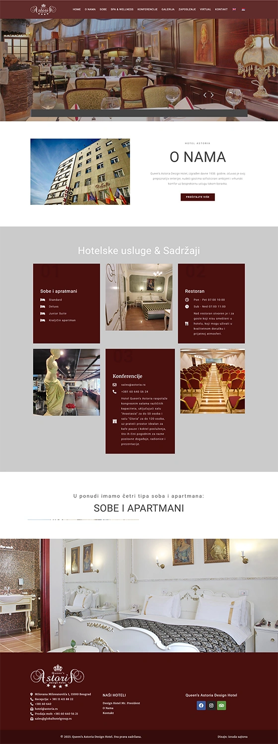izrada sajta za hotel sa restoranom i spa sadržajem