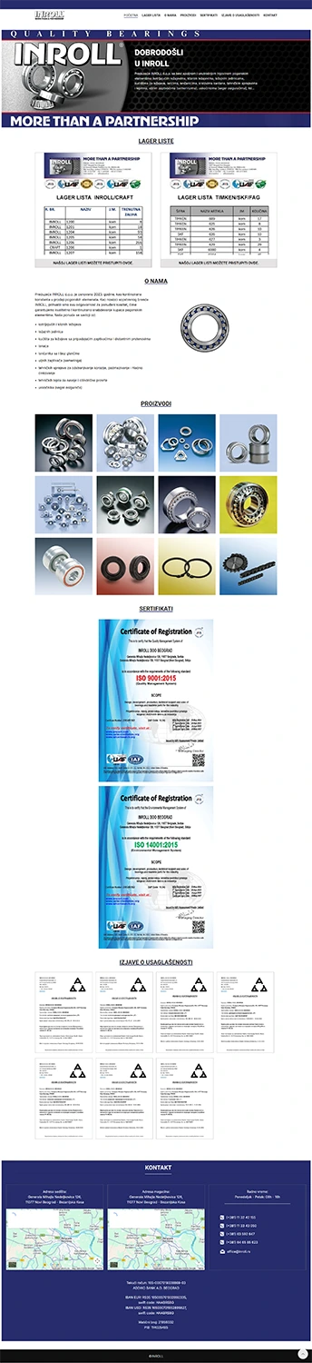 izrada sajta za industrijske delove i ležajeve