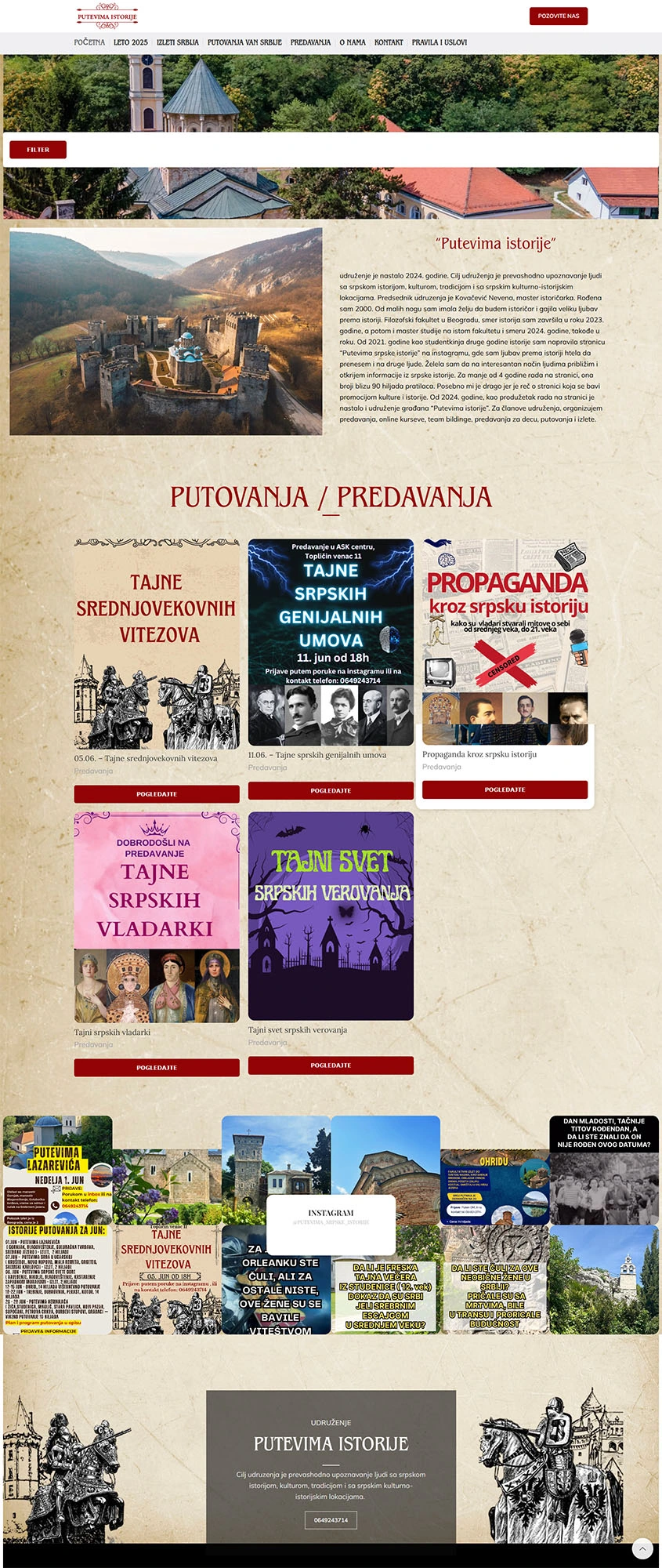 izrada sajta za turističke ture i istorijska putovanja - organizacija izleta i predavanja