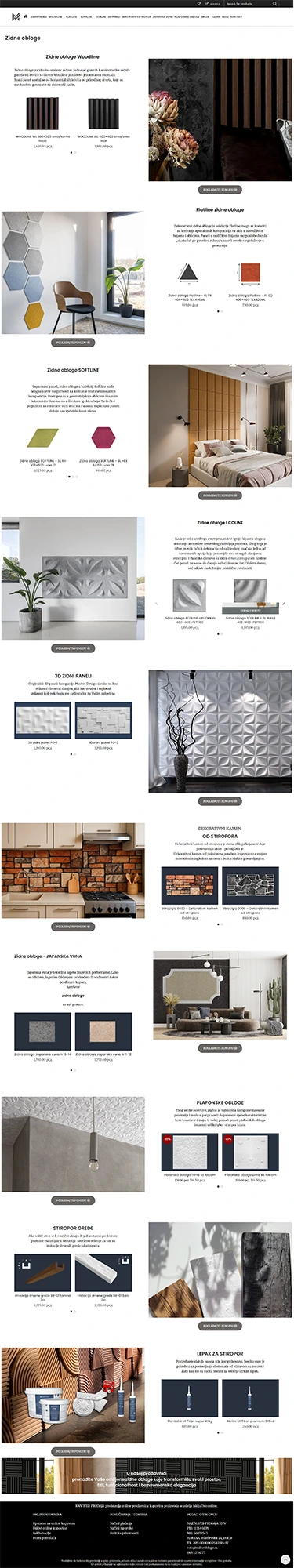 izrada web shopa za zidne obloge - SEO optimizovan sajt za online prodaju