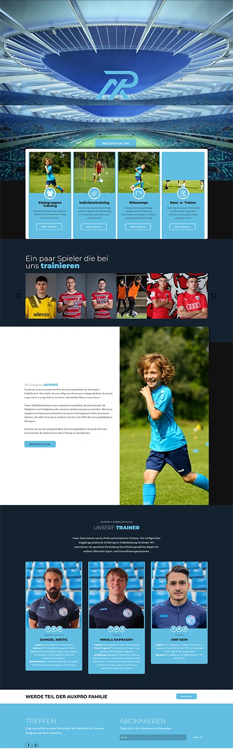 web dizajn za sportsku akademiju i decu